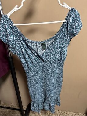 wild fable Navy Blue Floral Smocked Dress